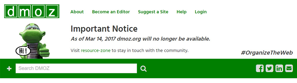 DMOZ - announcement