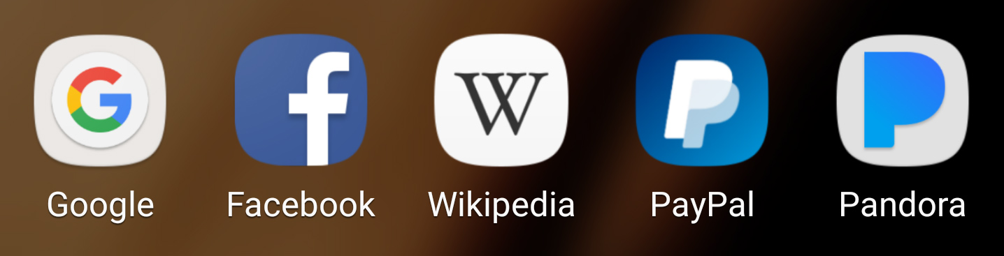 Google, Facebook, Wikipedia, PayPal, Pandora