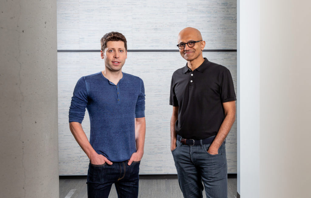 Sam Altman, the CEO of OpenAI, and Satya Nadella, the CEO of Microsoft