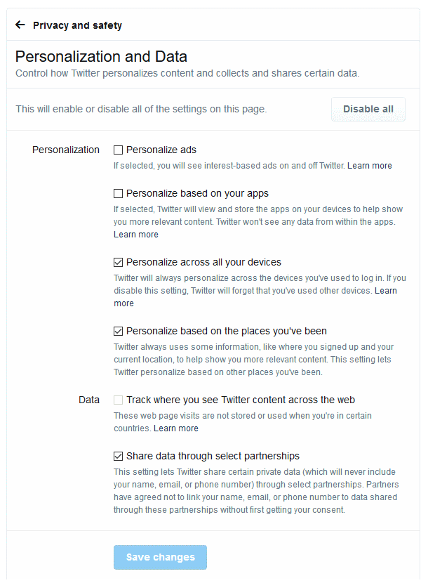 Twitter - Personalization and Data