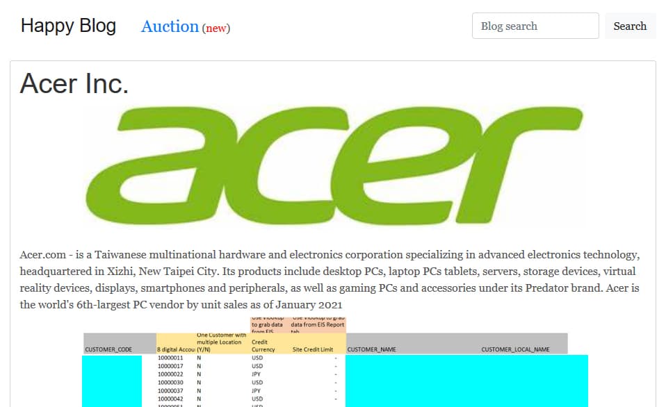 Acer became victim of a ransomware attack