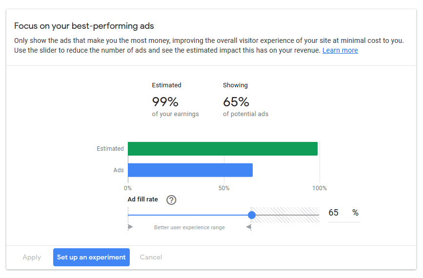 Google AdSense - Ad Balance feature