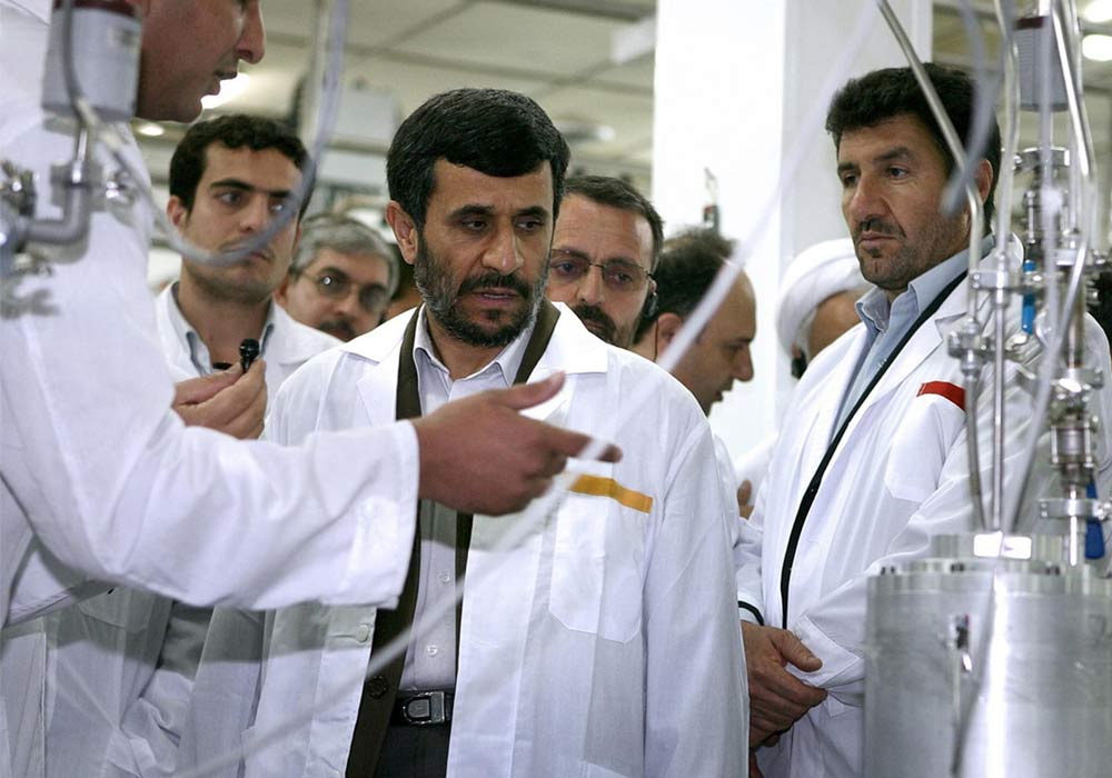 Iran President Mahmoud Ahmadinejad when he visited Natanz uranium enrichment facility