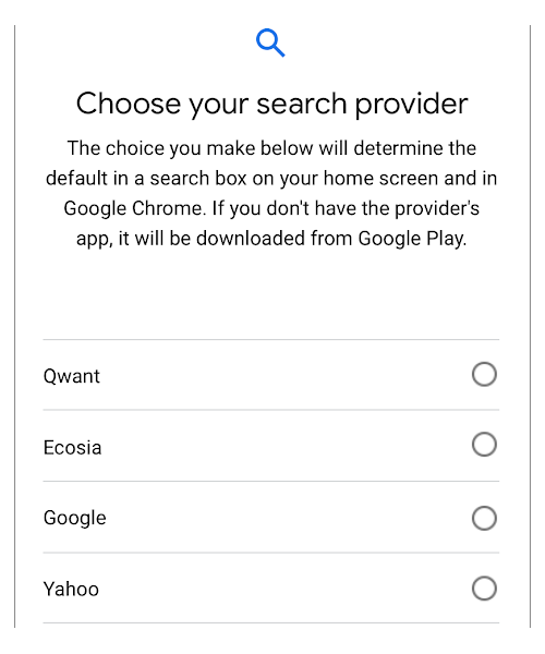 Default search: Google’s Android