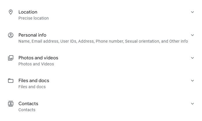 Android personal data