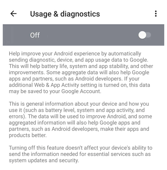 Android - Usage & Diagnostics