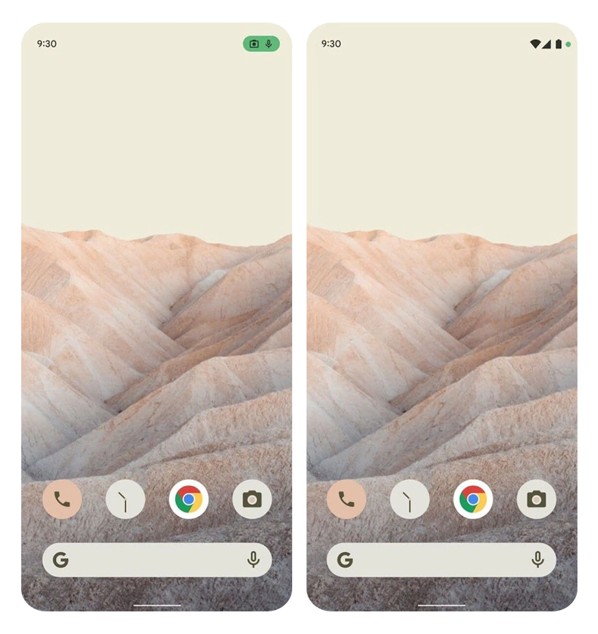 Android 12 indicators