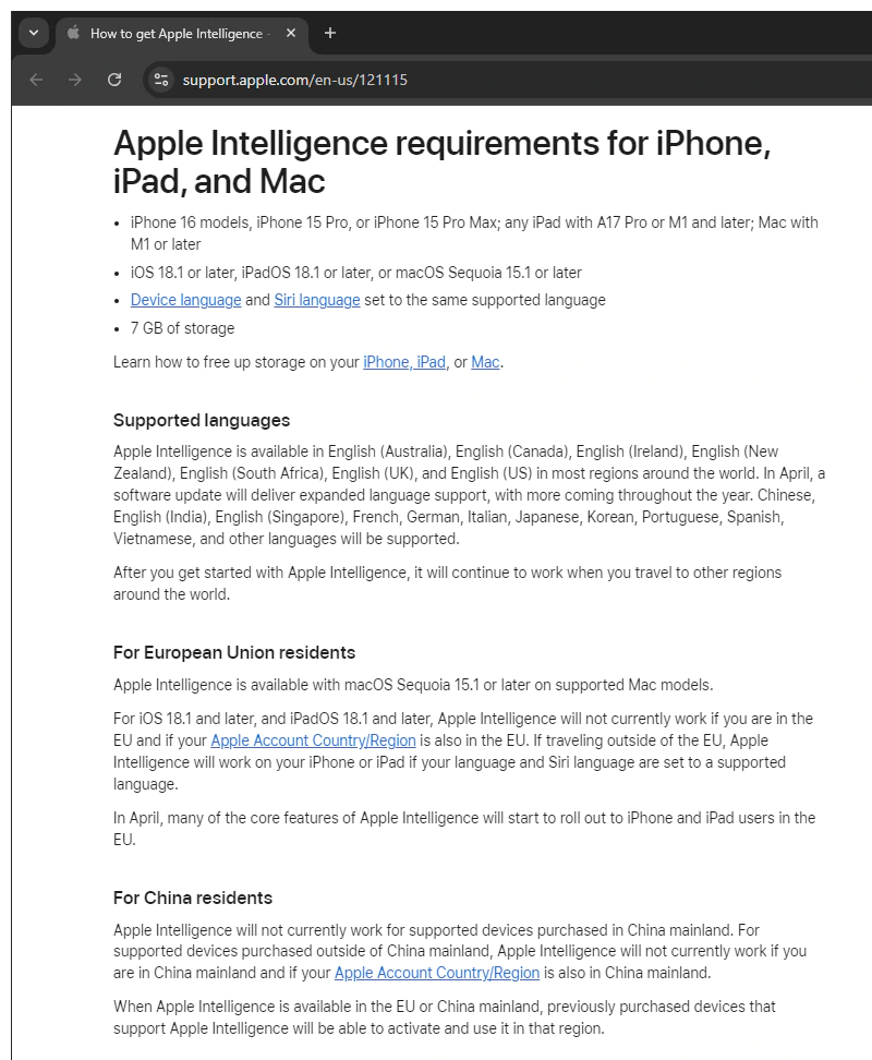 iOS 18.2 requirement.