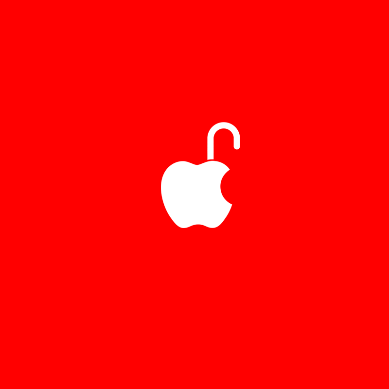 Apple lock open red