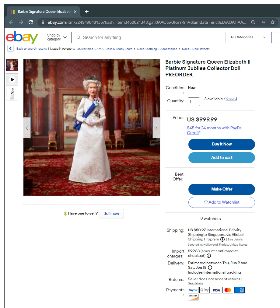 Queen Elizabeth II's Barbie