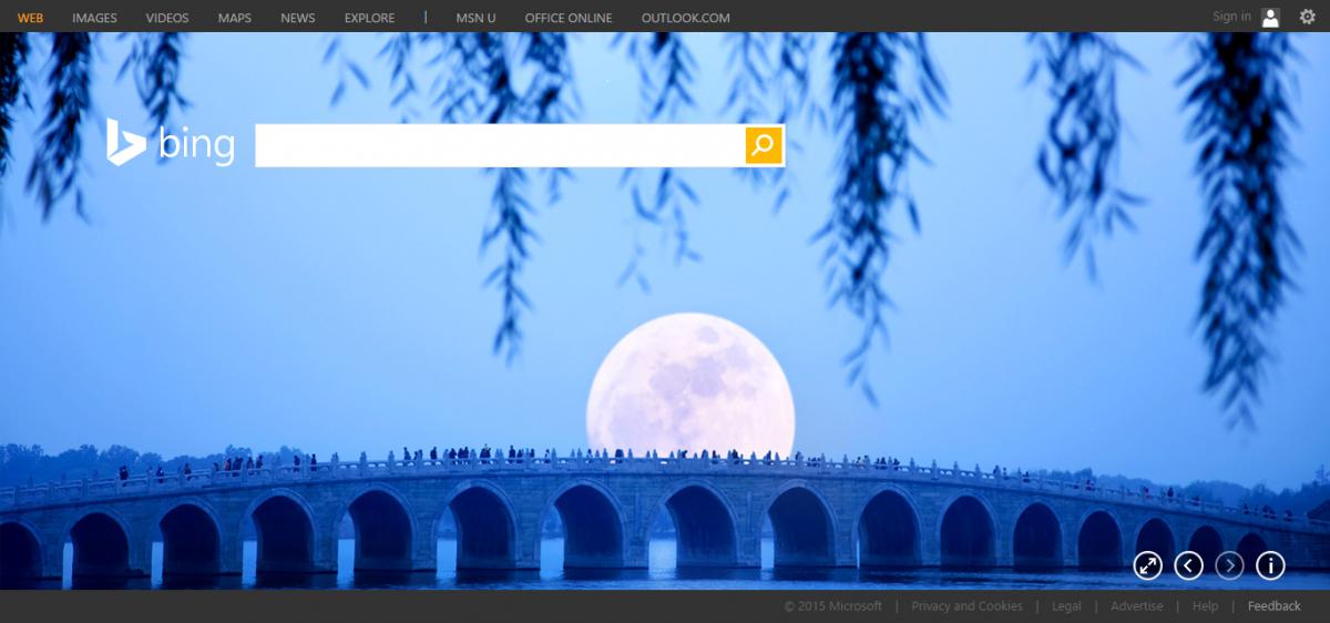 Bing homepage