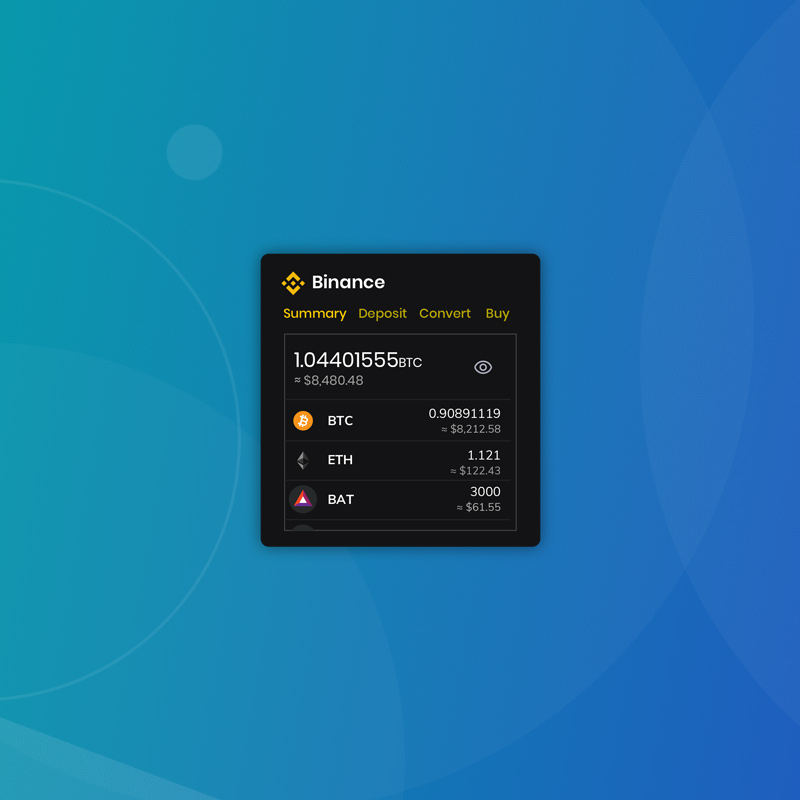 Brave - Binance widget