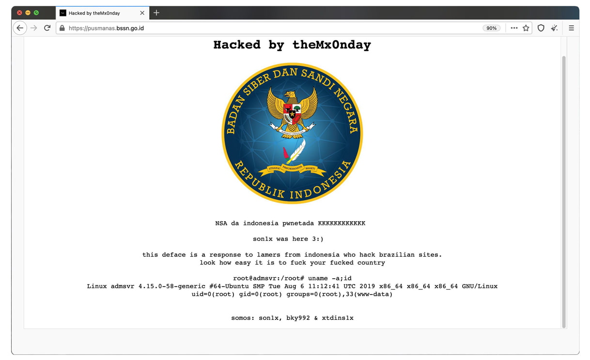 Indonesia's BSSN website hacked and defaced