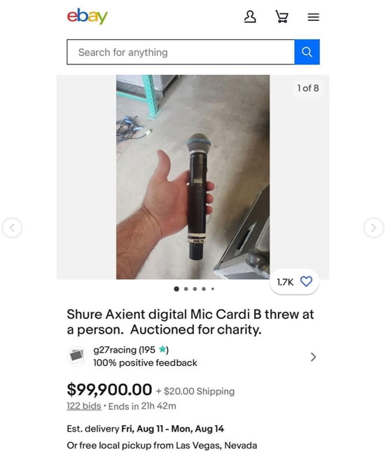 Cardi B microphone sold on eBay.