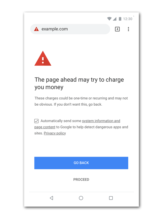 Chrome 71 warning