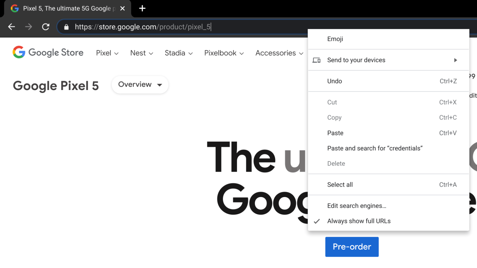 Chrome 86 show full URL