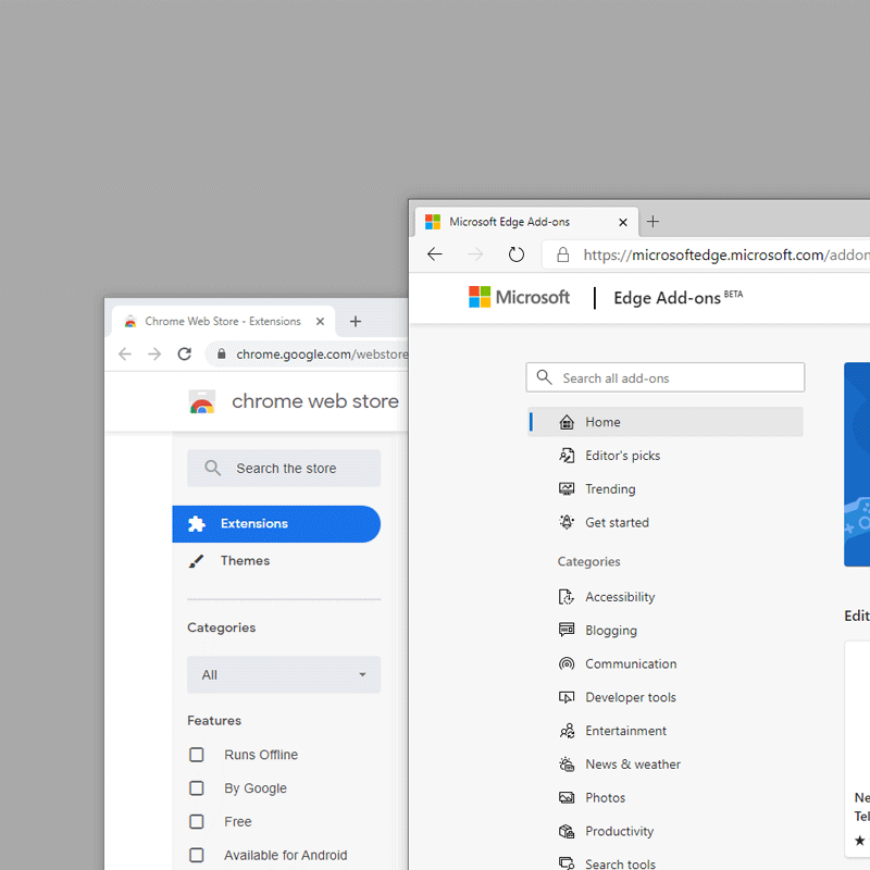Chrome Web Store, Edge Add-ons