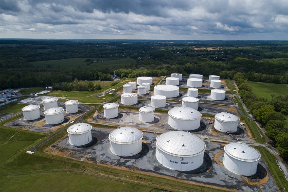 Oil storage tanks owned by the Colonial Pipeline Company in Linden, New Jersey, the U.S..