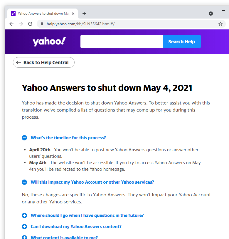 Death of Yahoo! Answers