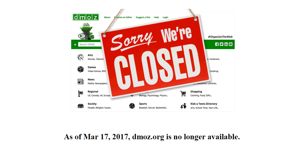 DMOZ closed'