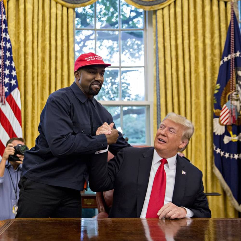 Kanye West meeting Donald Trump in the White House in October 2018