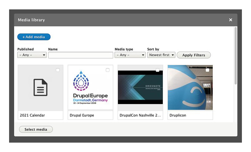 Drupal 8.6.0 media library
