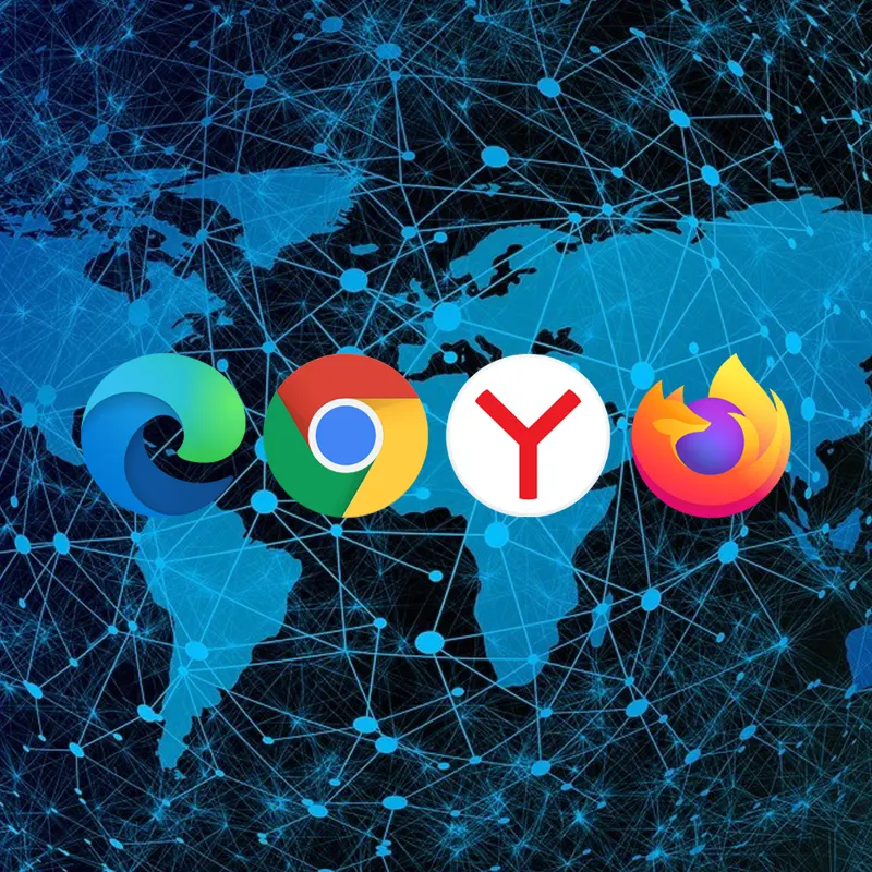Edge, Chrome, Yandex, Firefox