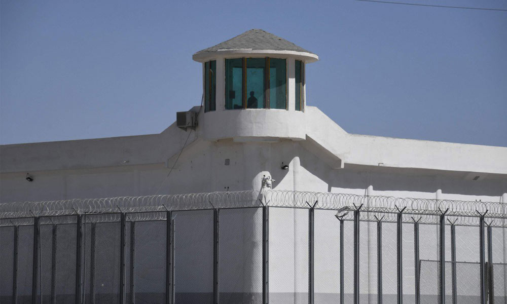 A watchtower on a facility China calls a