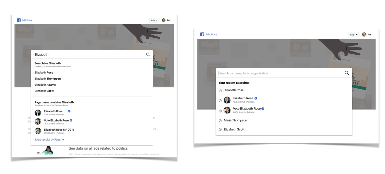 Ad Library search