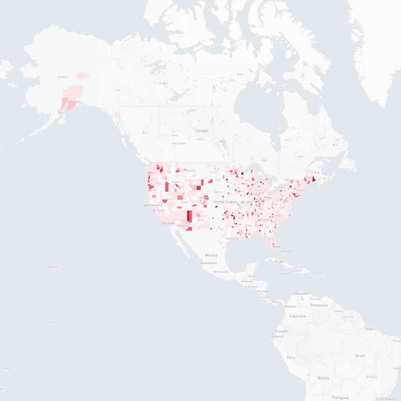 Facebook COVID-19 map, U.S.