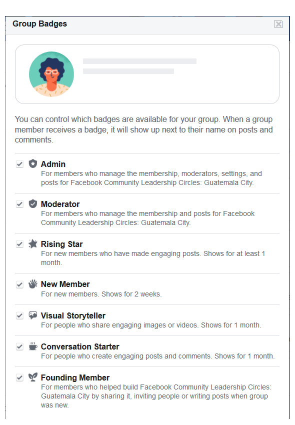 Facebook Group badges