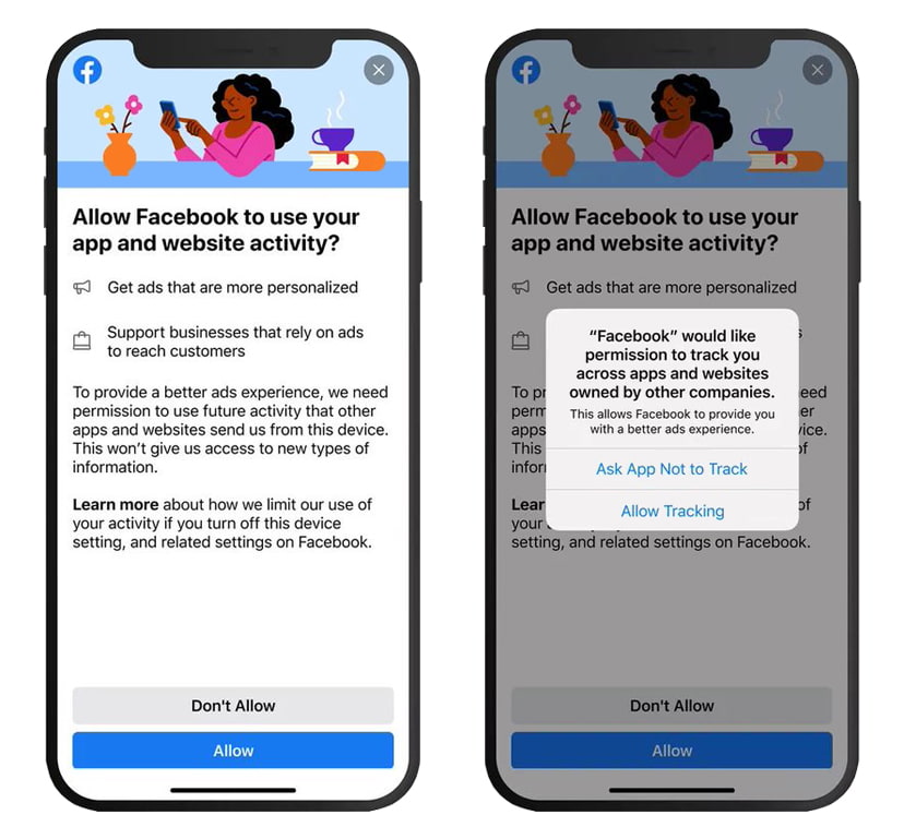 Facebook asks permission on iOS 14.