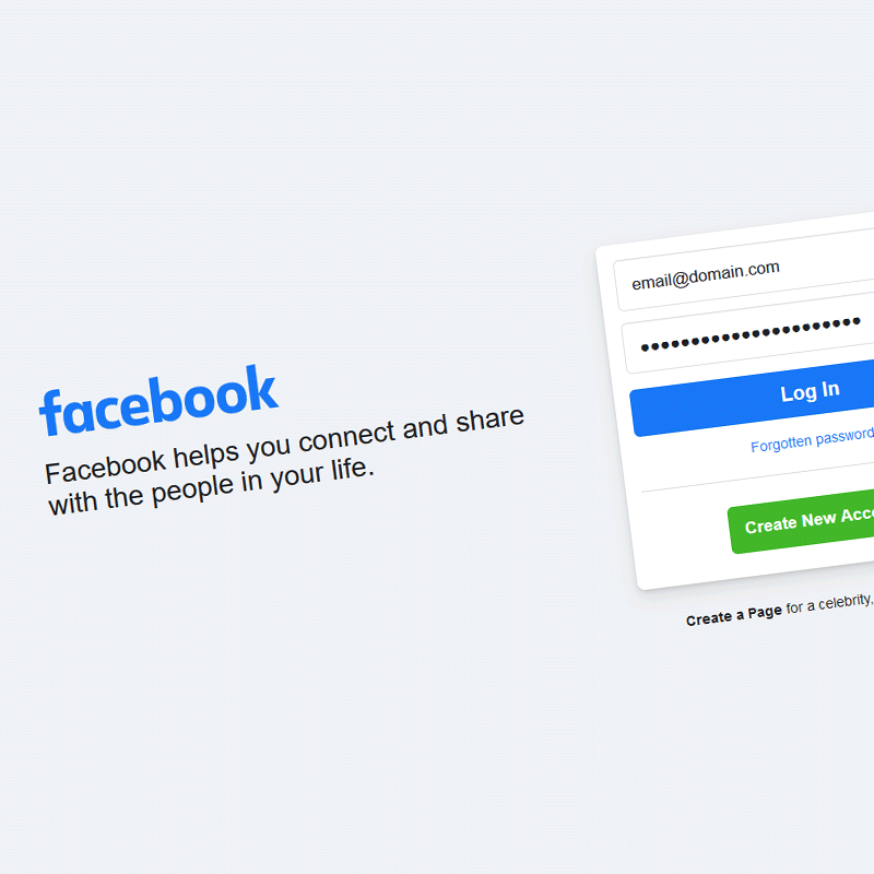 Facebook login page