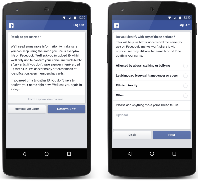 FB - real name change