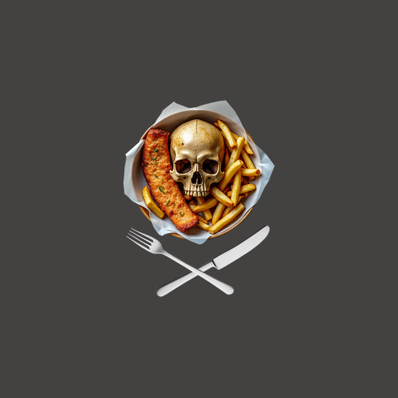 Fish and chips, skull