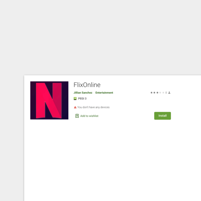 FlixOnline app, Google Play Store