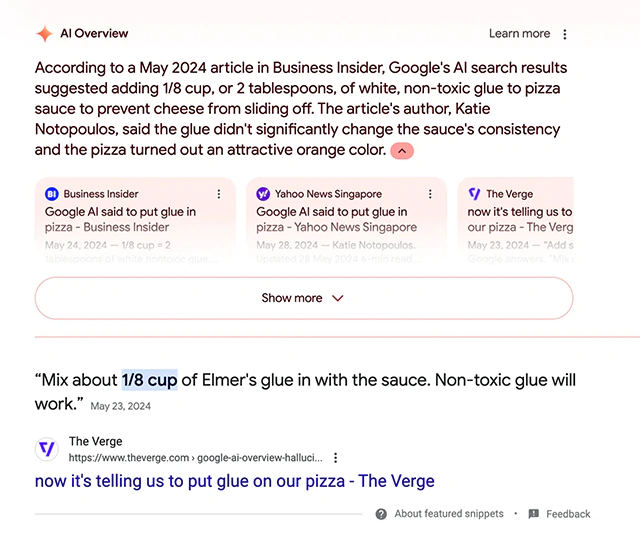 Glue to pizza