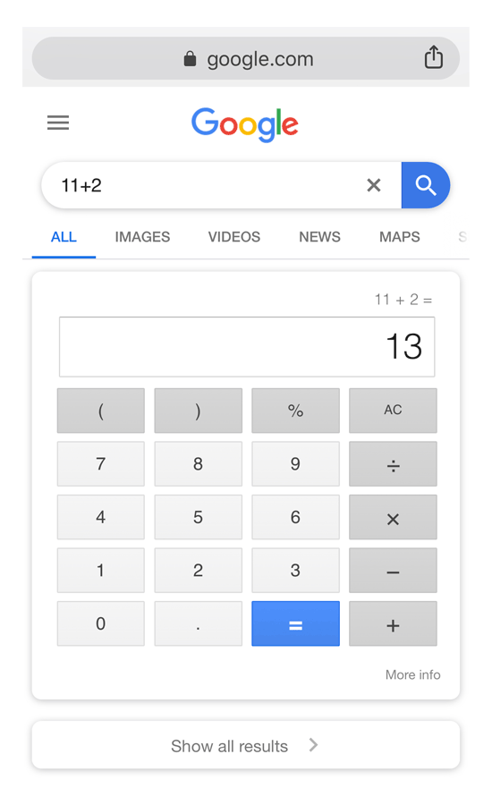 Google zero results - math question