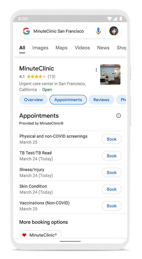 Google book doctor appointment