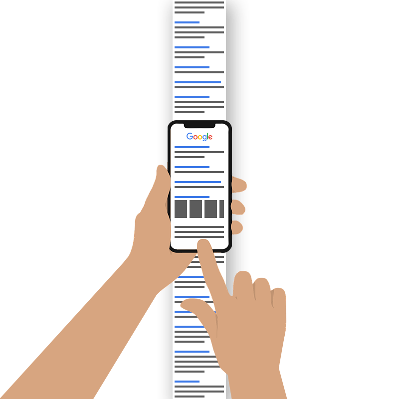 Google Search, continuous scrolling on mobile, iOS and Android
