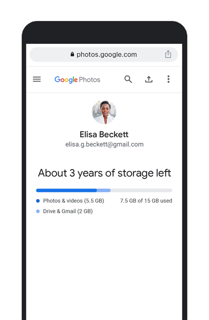 Google Photos, storage left