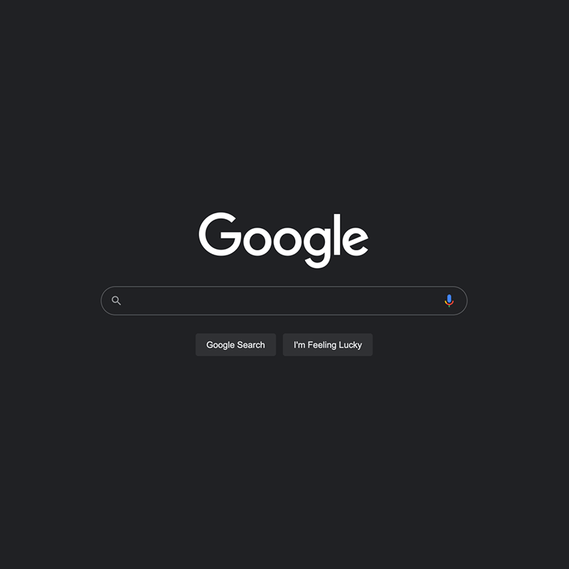 Google Search, dark mode on desktop