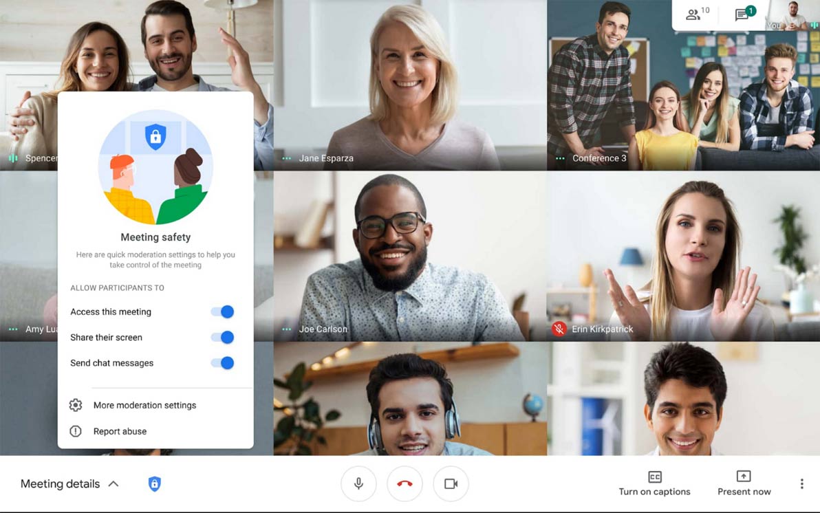 Google Meet - safety locks