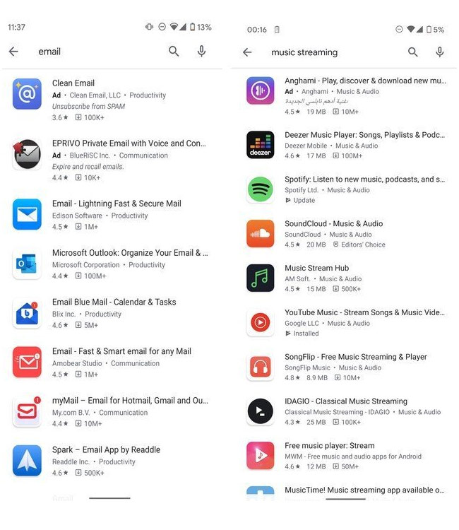 Google Play Store - download count