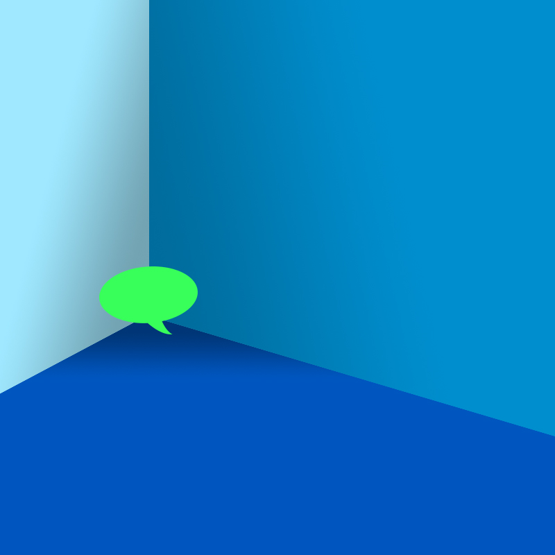 Green bubble, blue walls