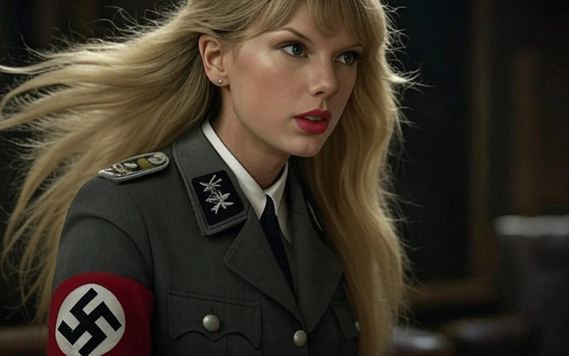 Taylor Swift wearing a Nazi uniform.