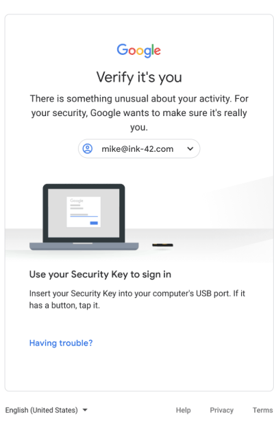 The old two-step verification screen