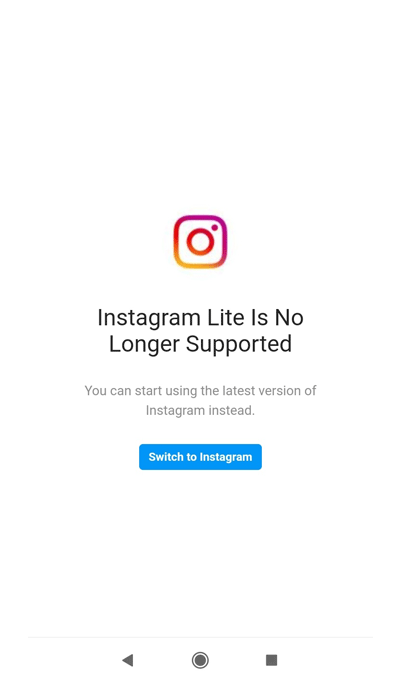 Instagram Lite not supported