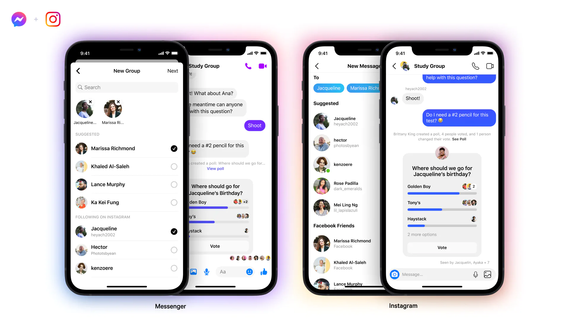 Instagram, Messenger - cross-platform chat