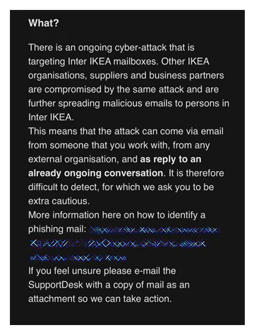 Phishing email attack targeting IKEA's employees